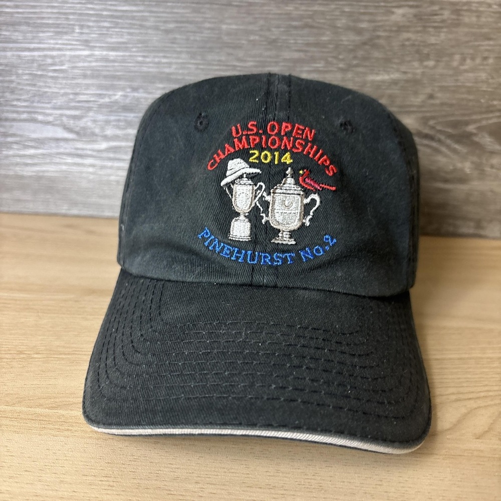 Pinehurst US Open Championships Hat Cap Strap Back Black Golf USGA Mens